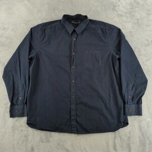 French Connection Casual Button-Down Shirt Mens XXL Blue Polka Dot Long Sleeve